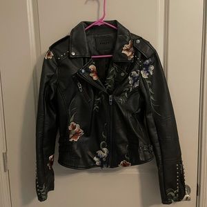 Embroidered leather jacket